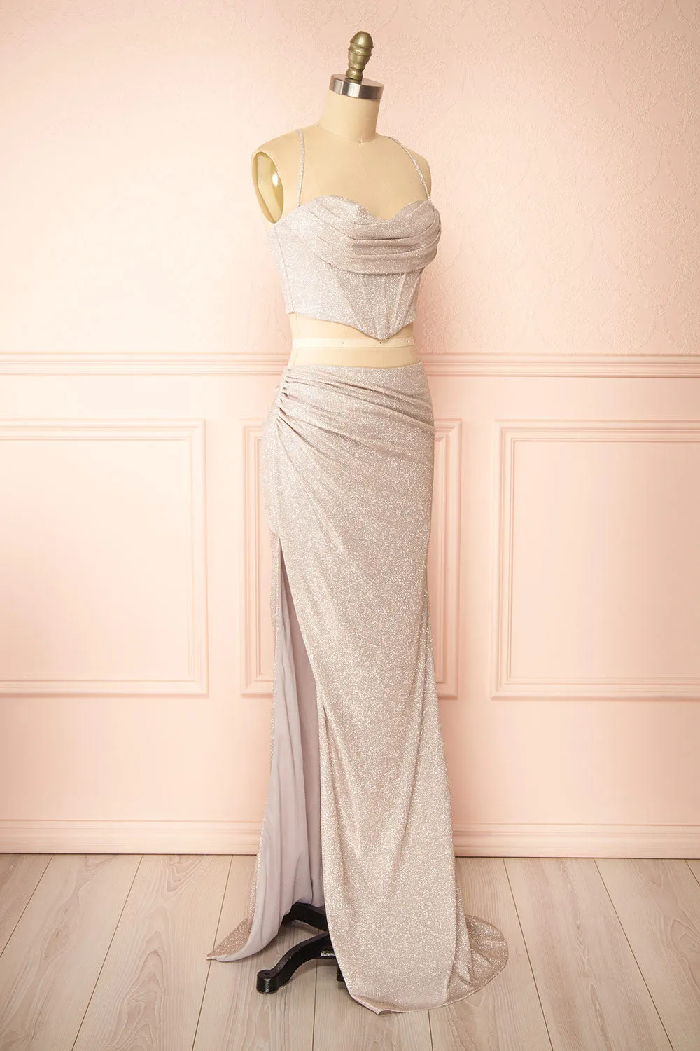 Jadia Champagne | Sparkly Corset & Skirt Set sold by Boutique 1861 product image thumbnail 4