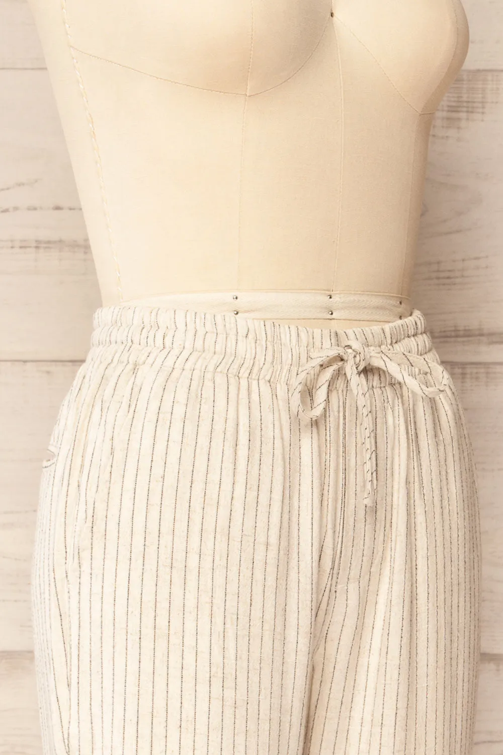 Yecal | Beige Striped Linen Pants sold by Boutique 1861 product image thumbnail 4