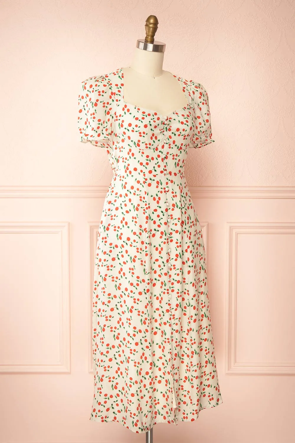 Akkos | Short Sleeve Midi Dress w/ Orange Pattern sold by Boutique 1861 product image thumbnail 3