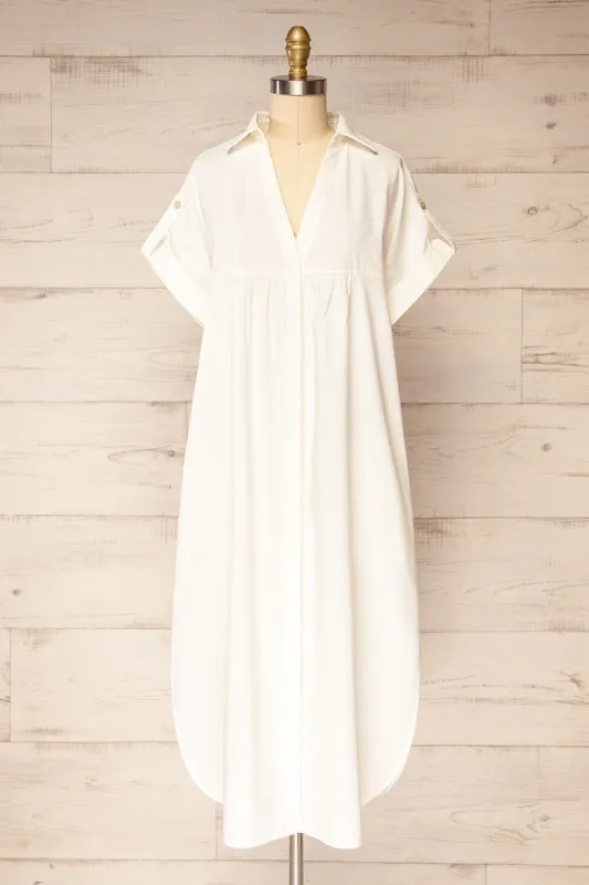 Betrice Ivory | Oversized Button-Up Linen Dress sold by Boutique 1861