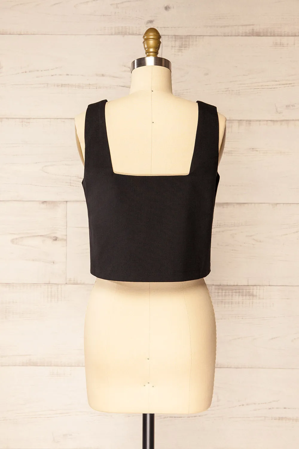 Lukla Black | Cropped Linen Tank Top sold by Boutique 1861 product image thumbnail 5