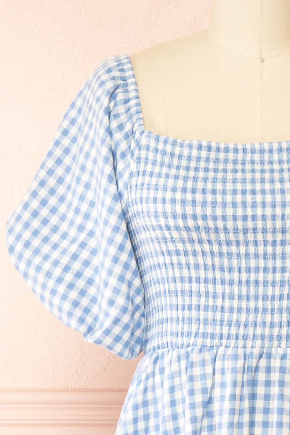 Kitea Blue | Gingham Midi Dress w/ Puffy Sleeves sold by Boutique 1861 product image thumbnail 2