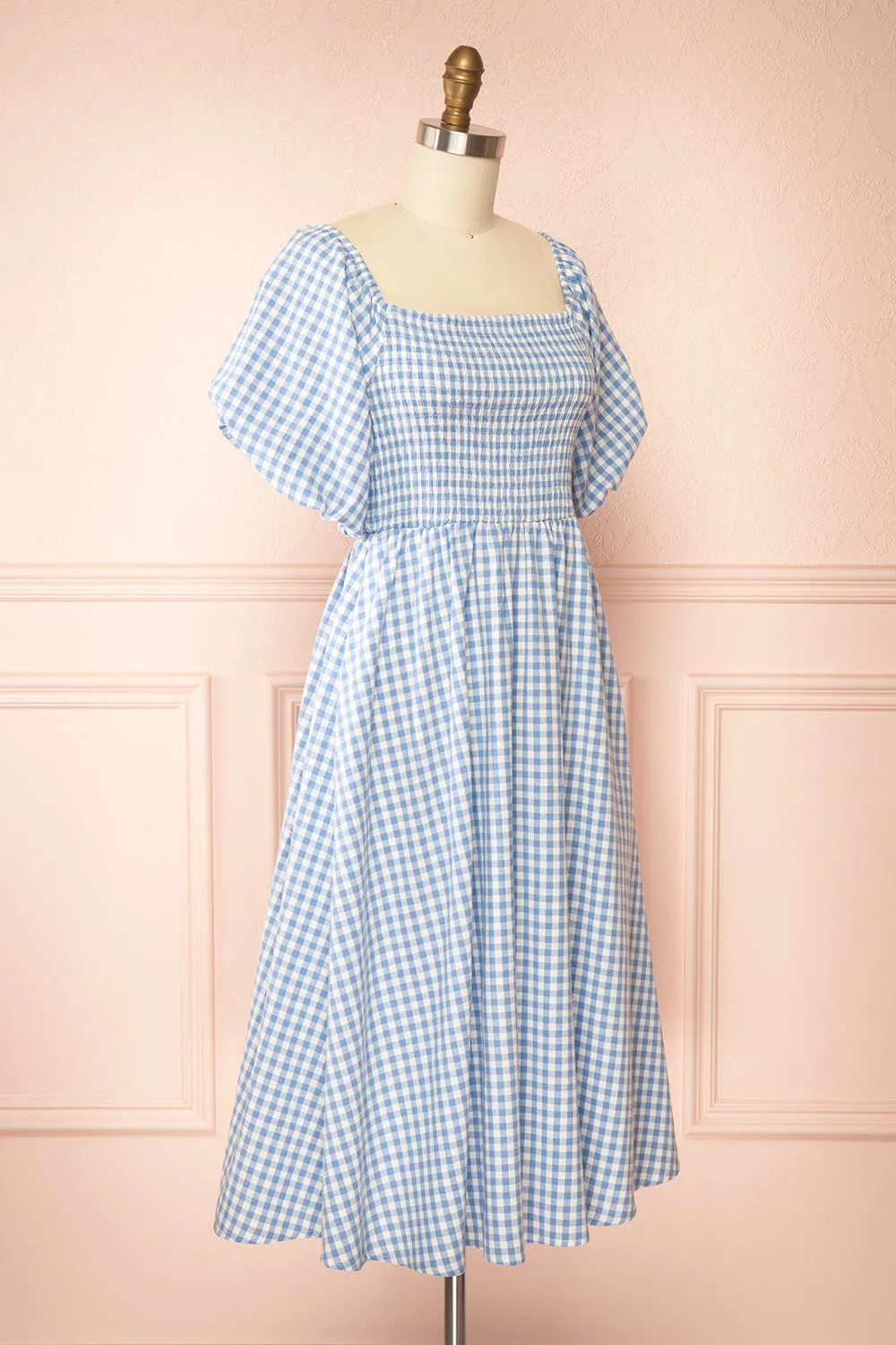 Kitea Blue | Gingham Midi Dress w/ Puffy Sleeves sold by Boutique 1861 product image thumbnail 3