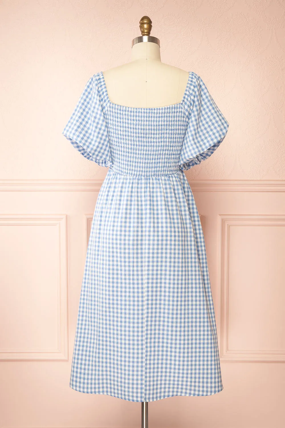 Kitea Blue | Gingham Midi Dress w/ Puffy Sleeves sold by Boutique 1861 product image thumbnail 5