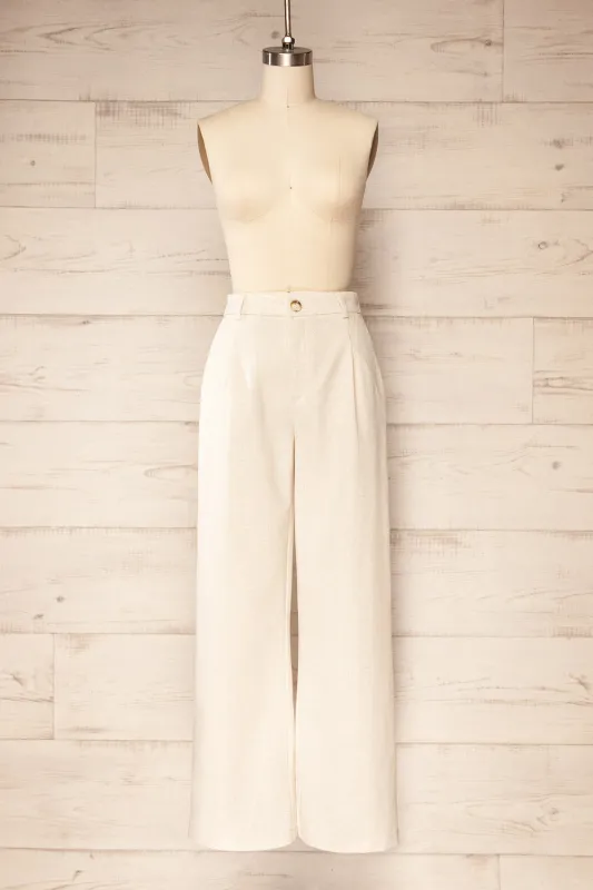 Delaney Beige | High-Waisted Linen Pants sold by Boutique 1861