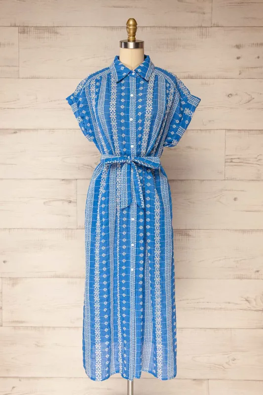 Lachlan | Blue Button-Up Dress w/ Belt sold by Boutique 1861