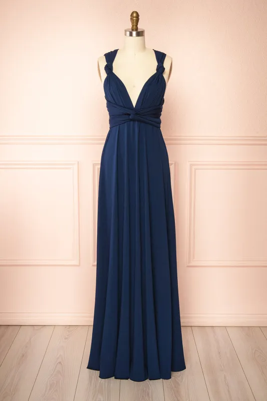 Elena Navy | Convertible Maxi Dress sold by Boutique 1861