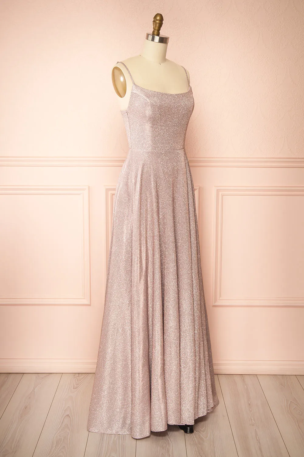 Fadia Mauve | Sparkly Maxi Dress w/ Slit and Pockets sold by Boutique 1861 product image thumbnail 4
