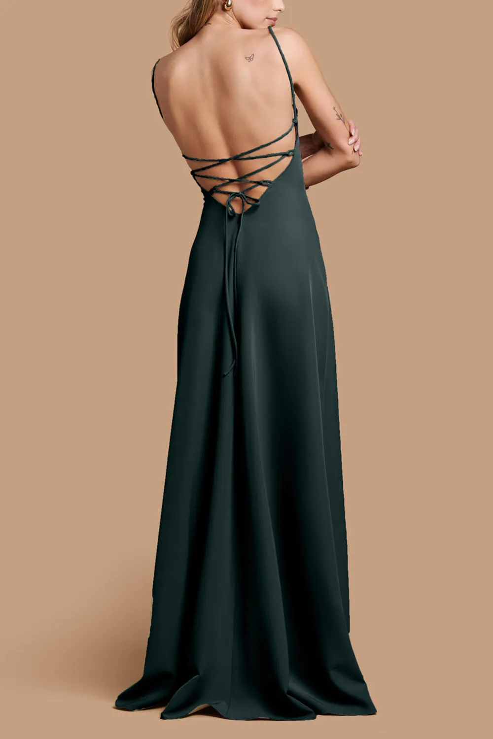 Vivina Green | A-line Maxi Dress with Open Back sold by Boutique 1861 product image thumbnail 2
