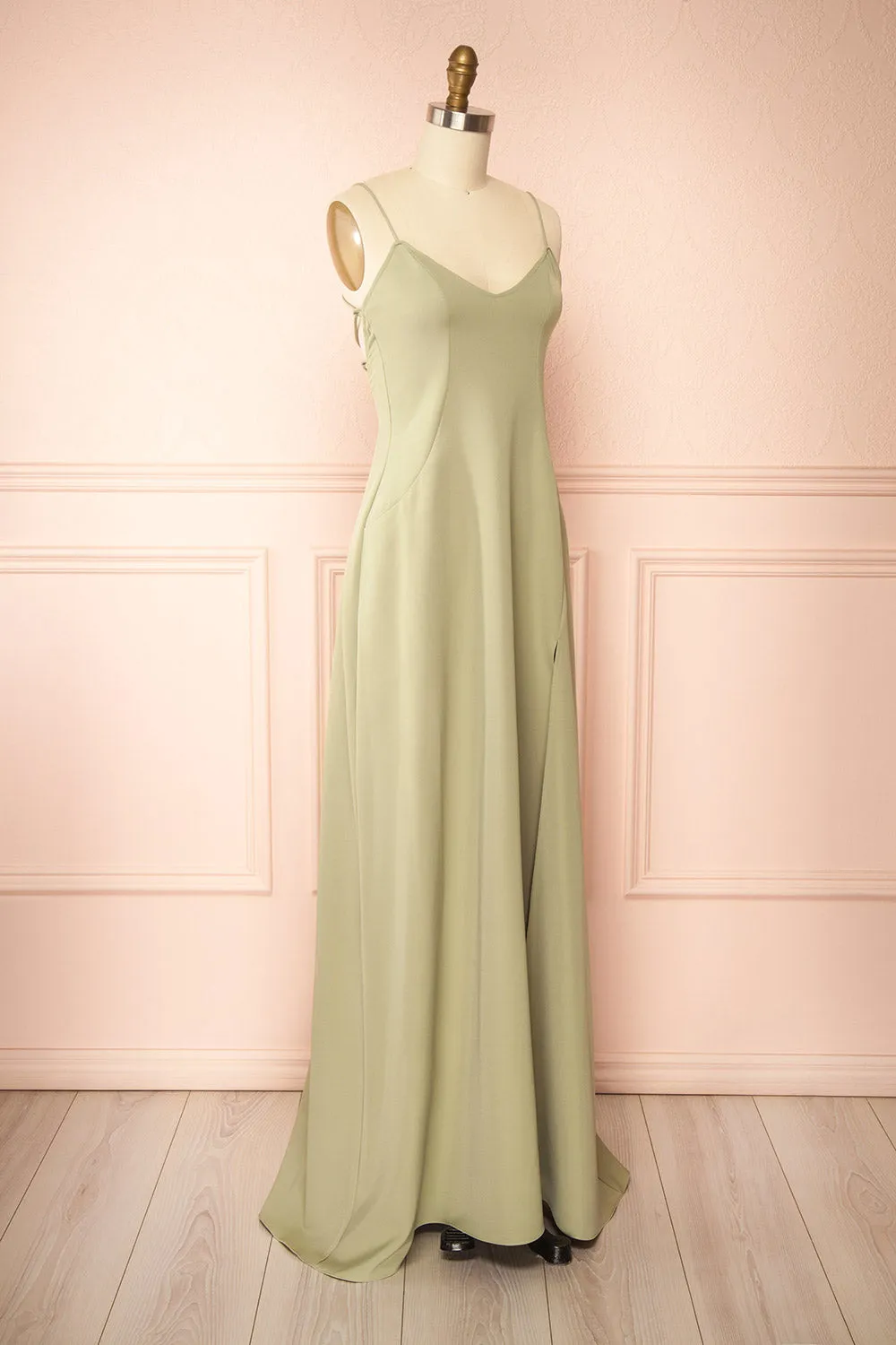 Vivina Sage | A-line Maxi Dress with Open Back sold by Boutique 1861 product image thumbnail 4
