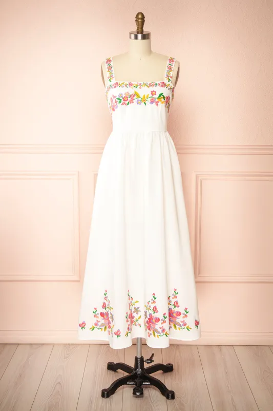 Gabryelle | Long Ivory Dress with Colorful Embroideries sold by Boutique 1861
