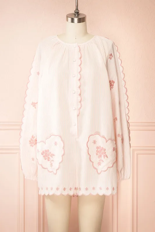 Colette Pink | Striped Romper w/ Heart-Shaped Pockets sold by Boutique 1861