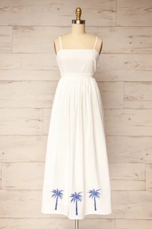 Ghunsa | White Dress w/ Palm Embroideries sold by Boutique 1861