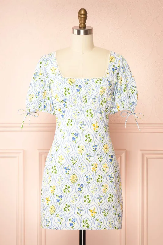 Germella | Short Floral Dress w/ Puffy Sleeves sold by Boutique 1861