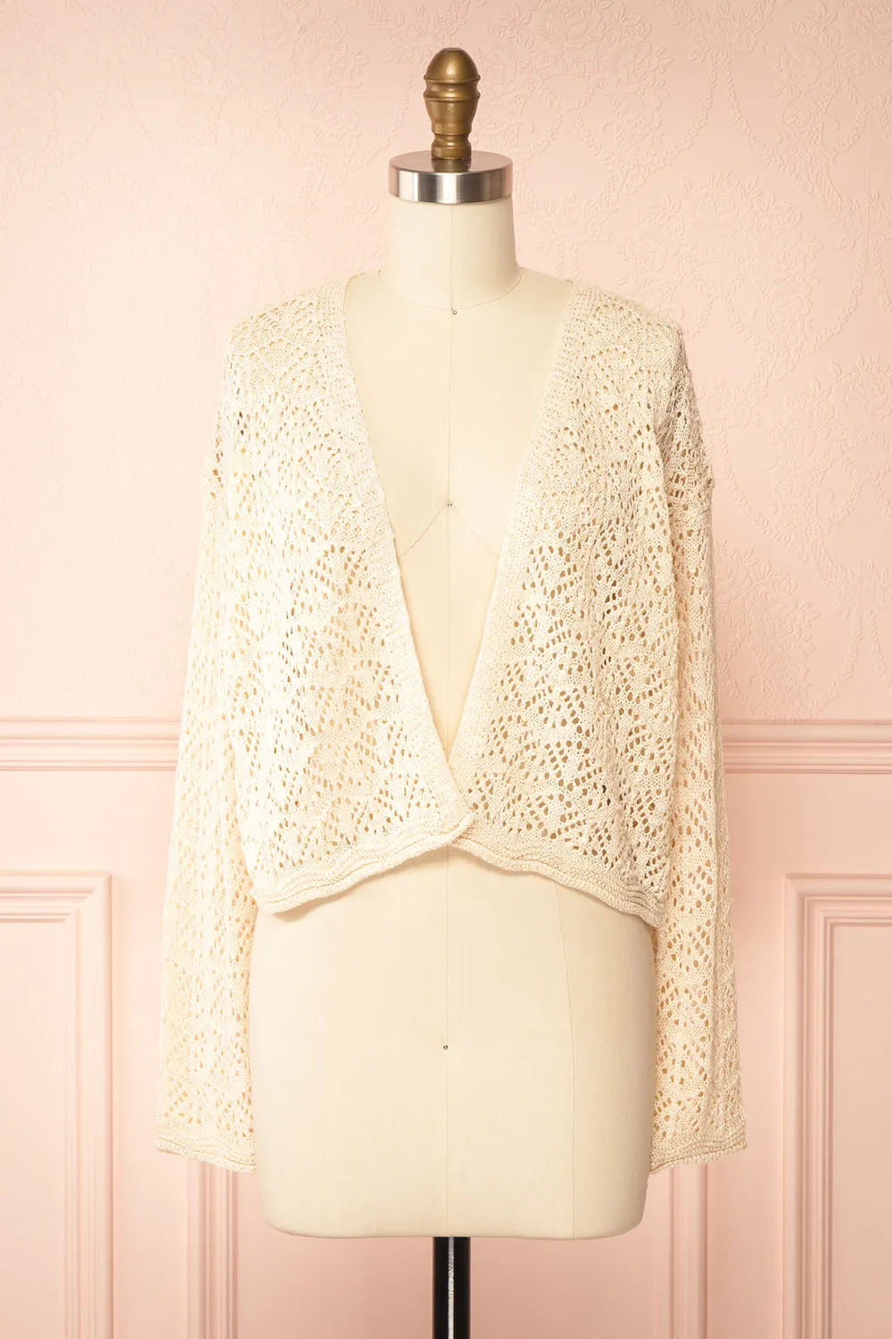 Francine | Beige Crochet Cardigan sold by Boutique 1861