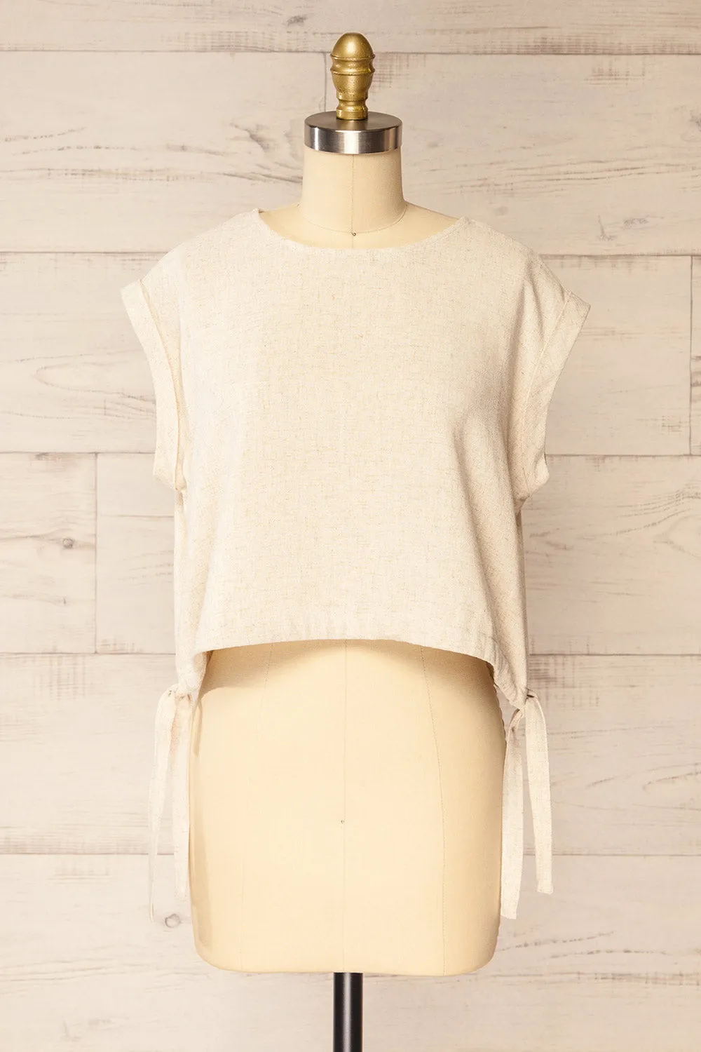 Alexiane | Beige Crop Top w/ Adjustable Waist sold by Boutique 1861 product image thumbnail 2