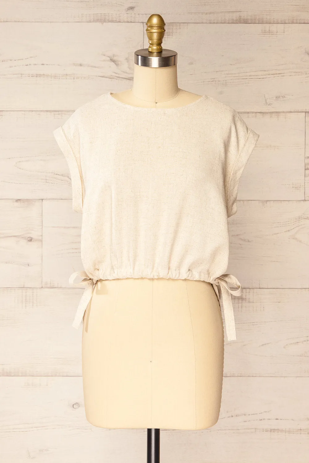 Alexiane | Beige Crop Top w/ Adjustable Waist sold by Boutique 1861