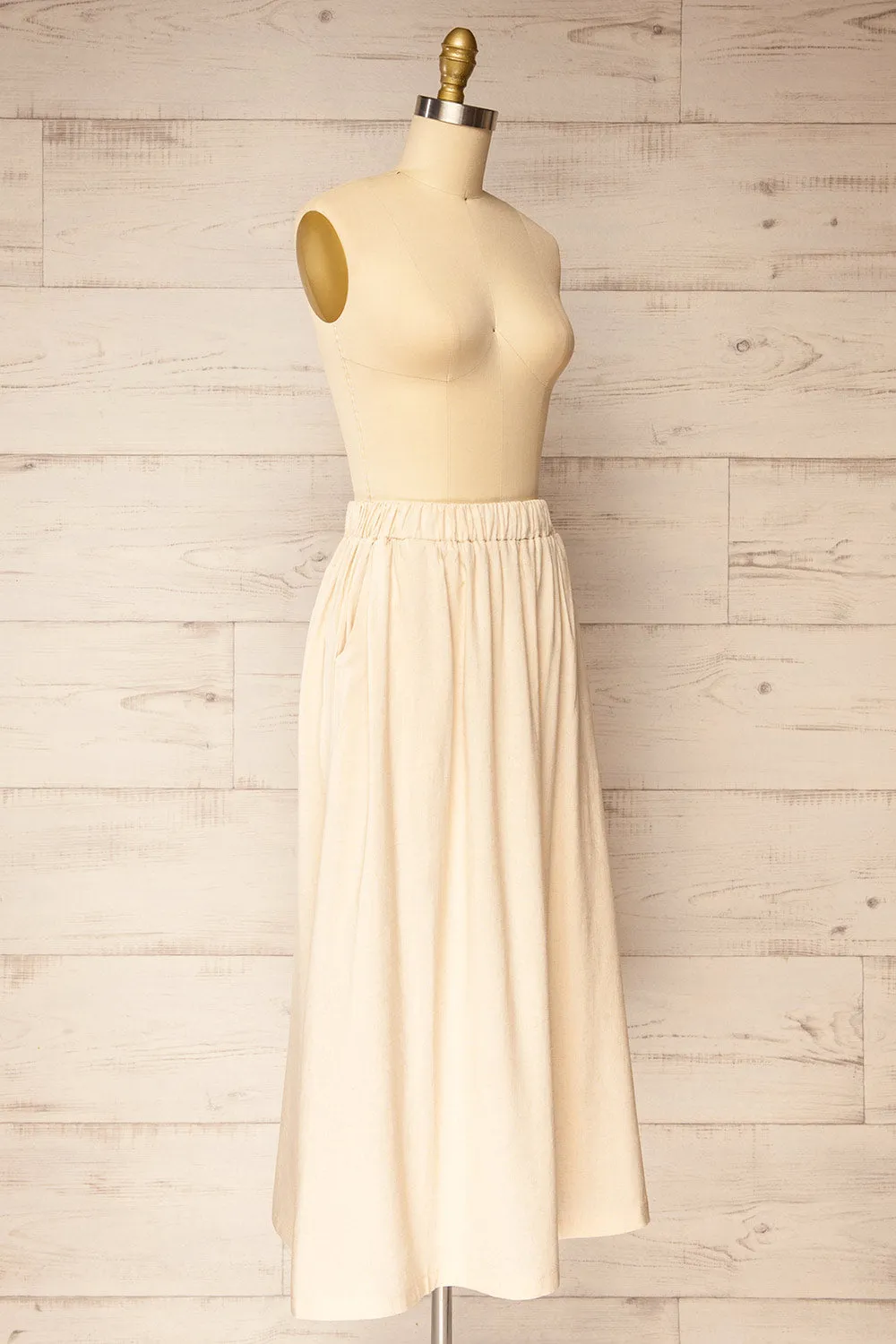Cyriel | Beige Linen Midi Skirt w/ Pockets sold by Boutique 1861 product image thumbnail 4