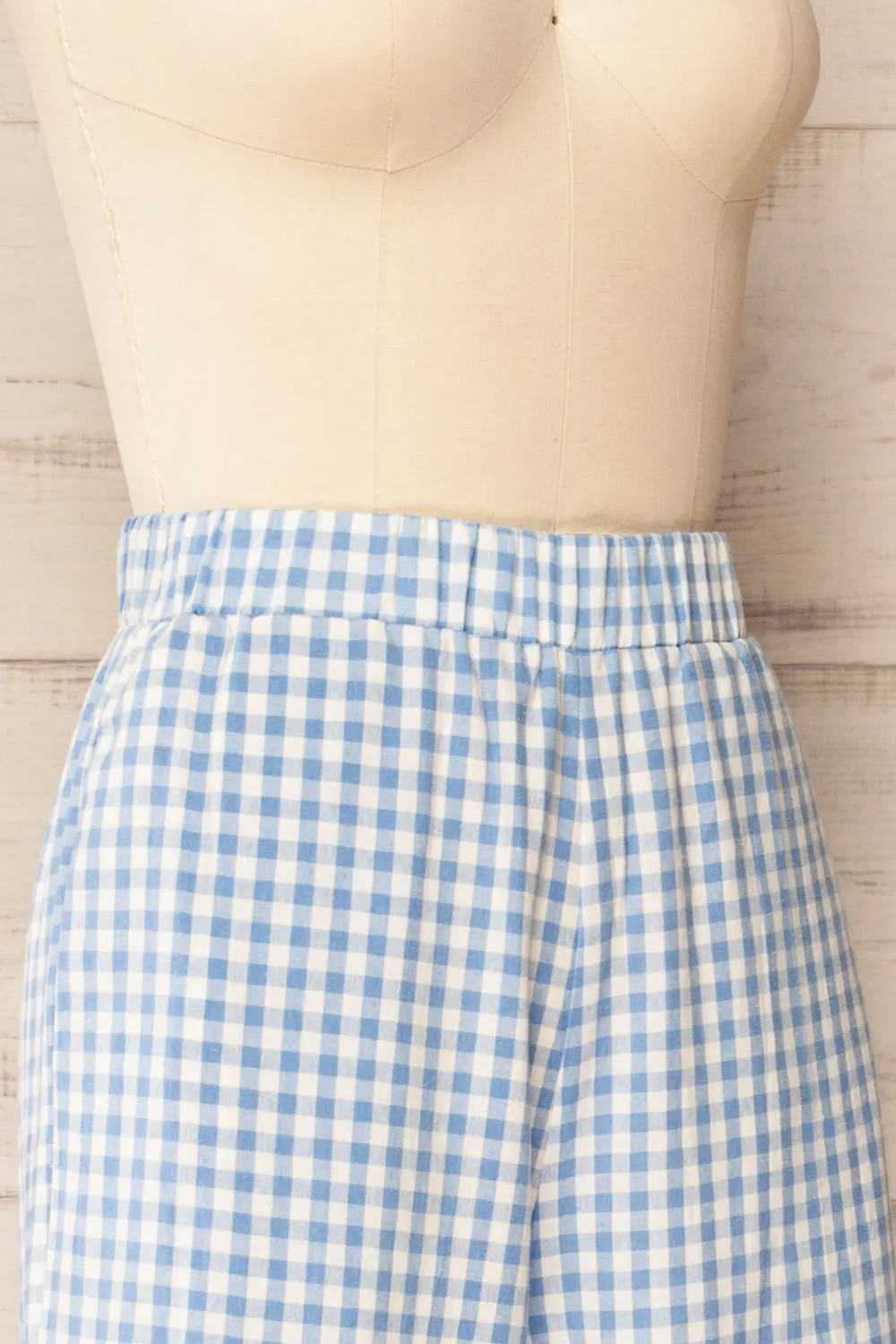 Khola | Wide-Leg Blue Gingham Pants with Pockets sold by Boutique 1861 product image thumbnail 4