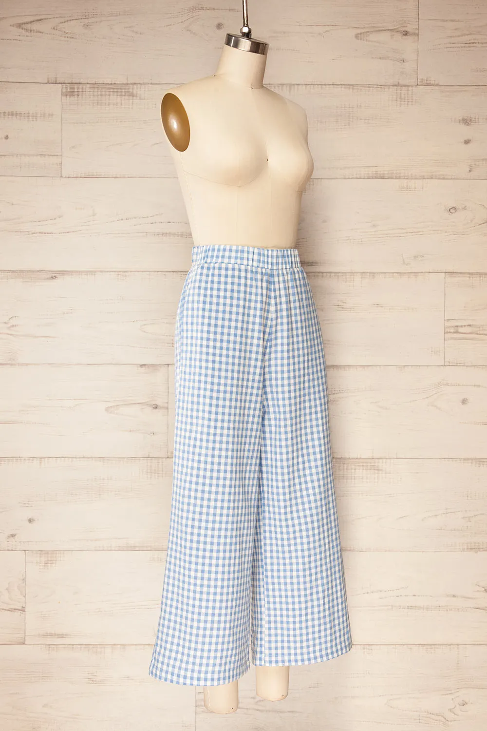 Khola | Wide-Leg Blue Gingham Pants with Pockets sold by Boutique 1861 product image thumbnail 3