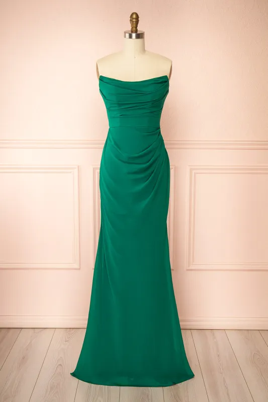 Marylin Green | Mermaid Draped Chiffon Dress sold by Boutique 1861