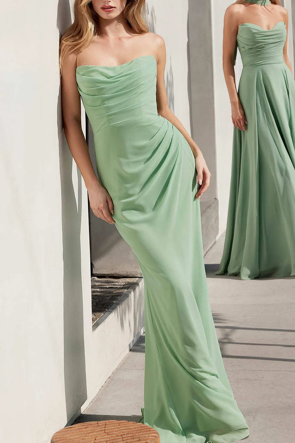 Marylin Sage | Mermaid Draped Chiffon Dress sold by Boutique 1861 product image thumbnail 2