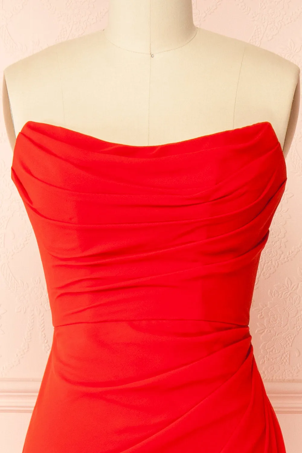 Marylin Red | Mermaid Draped Chiffon Dress sold by Boutique 1861 product image thumbnail 3
