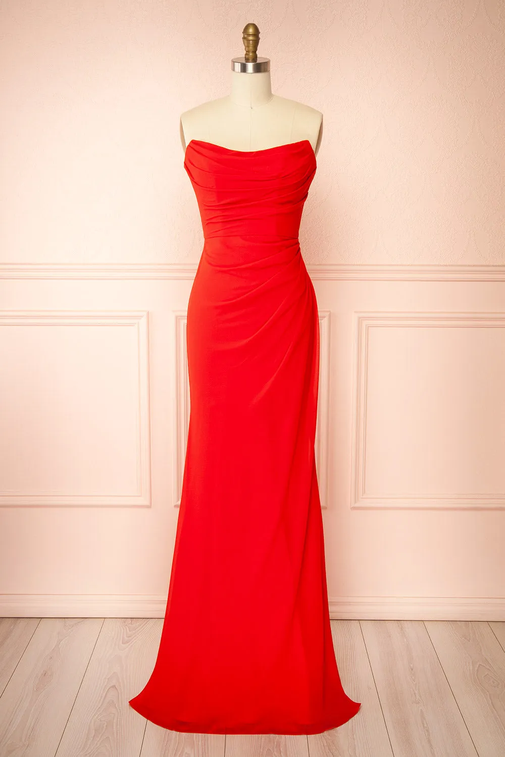 Marylin Red | Mermaid Draped Chiffon Dress sold by Boutique 1861