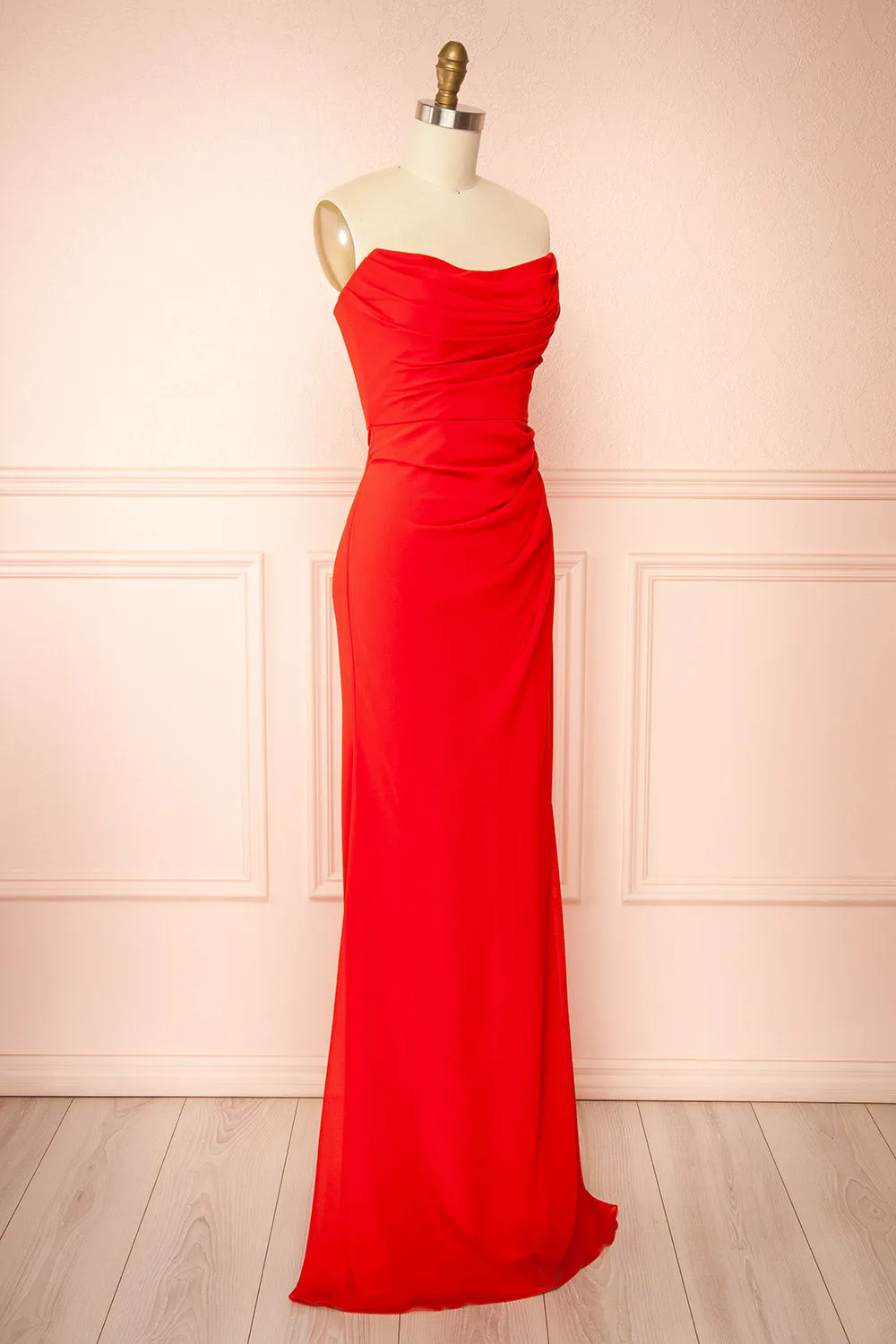 Marylin Red | Mermaid Draped Chiffon Dress sold by Boutique 1861 product image thumbnail 5