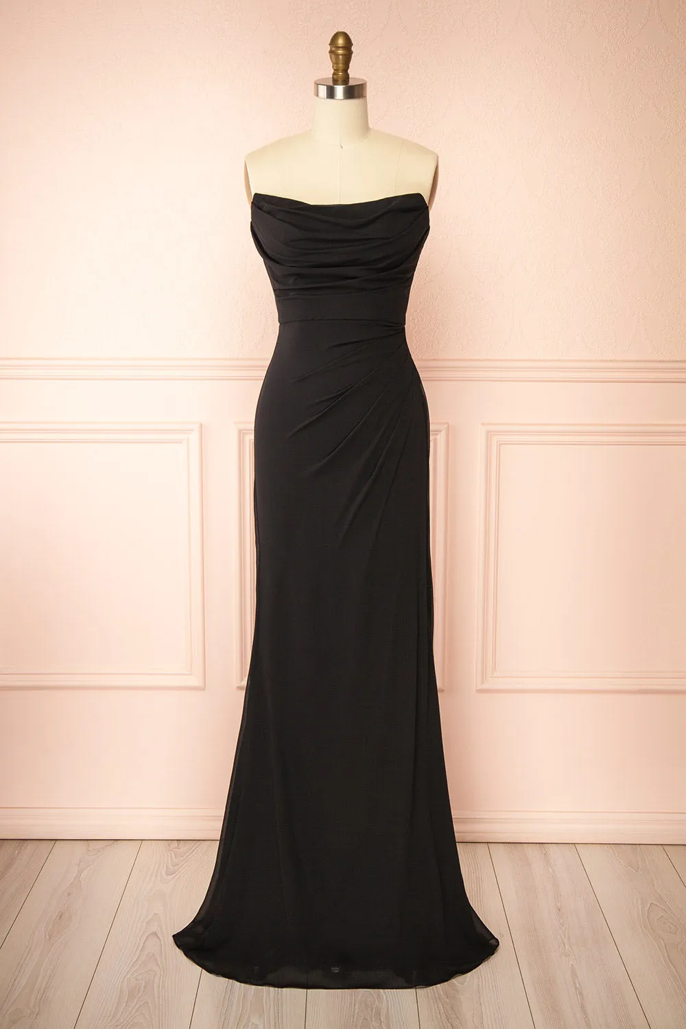 Marylin Black | Mermaid Draped Chiffon Dress sold by Boutique 1861