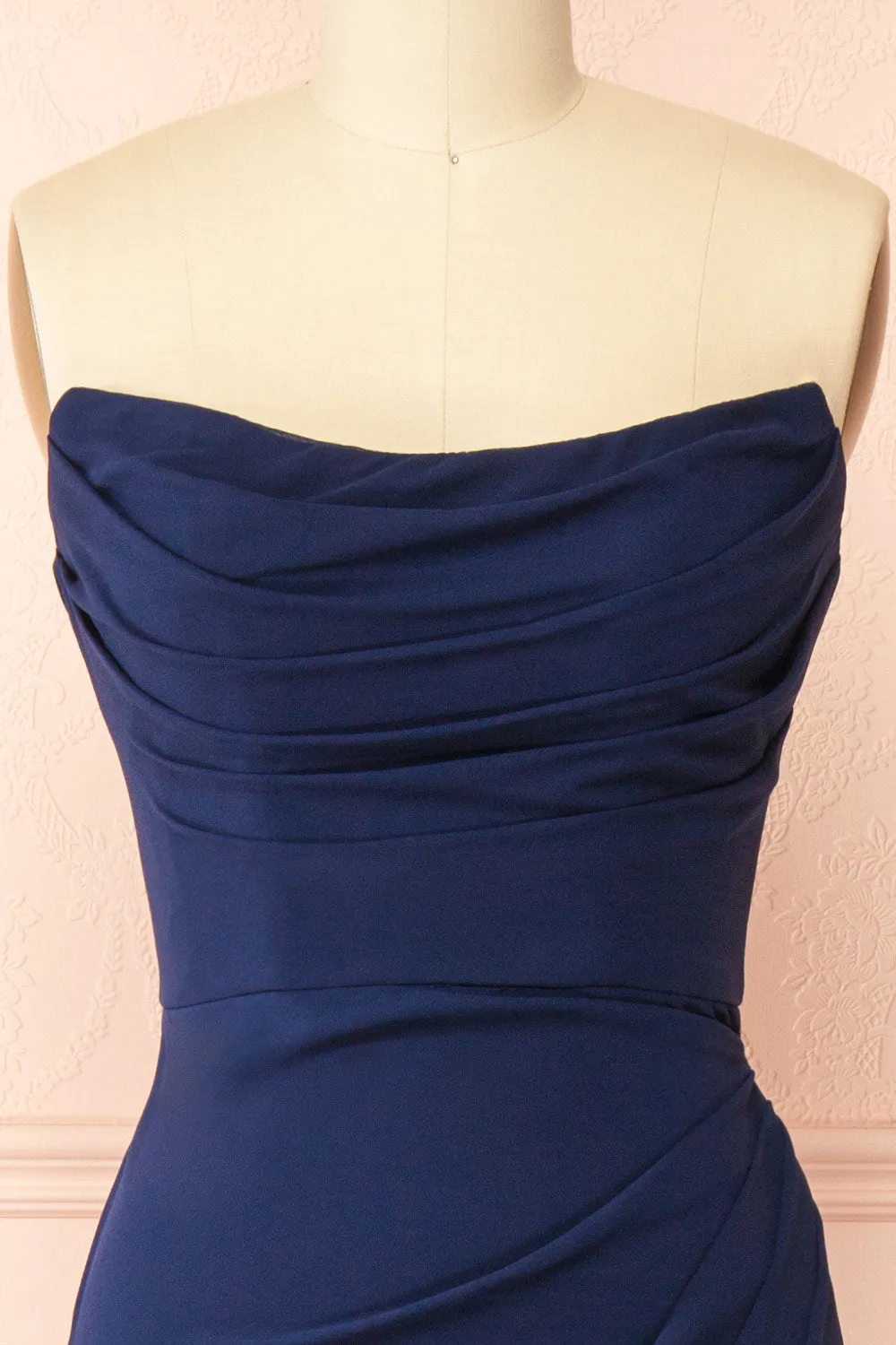 Marylin Navy | Mermaid Draped Chiffon Dress sold by Boutique 1861 product image thumbnail 3