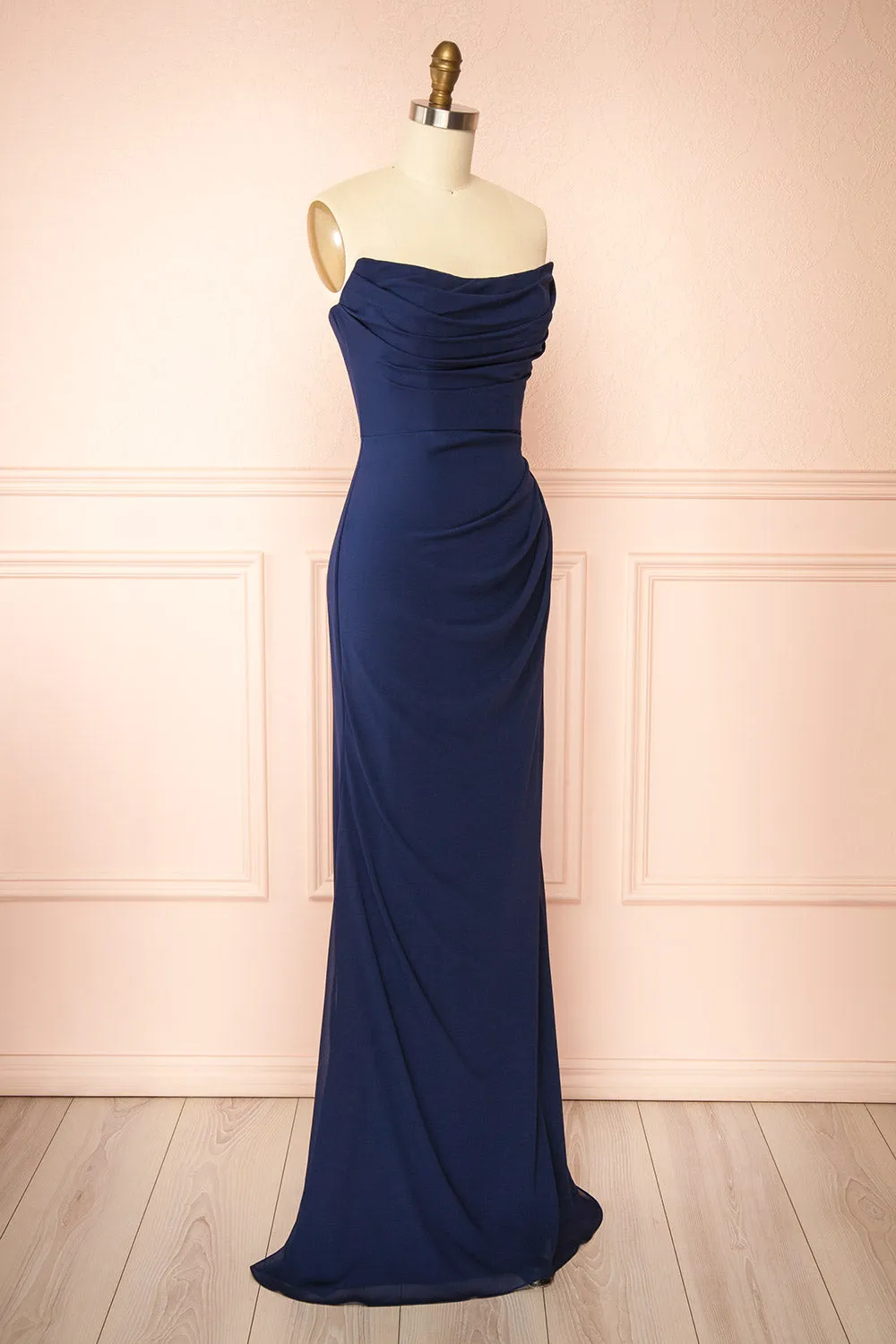 Marylin Navy | Mermaid Draped Chiffon Dress sold by Boutique 1861 product image thumbnail 5