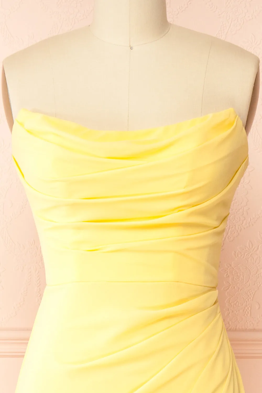 Marylin Light Yellow | Mermaid Draped Chiffon Dress sold by Boutique 1861 product image thumbnail 3