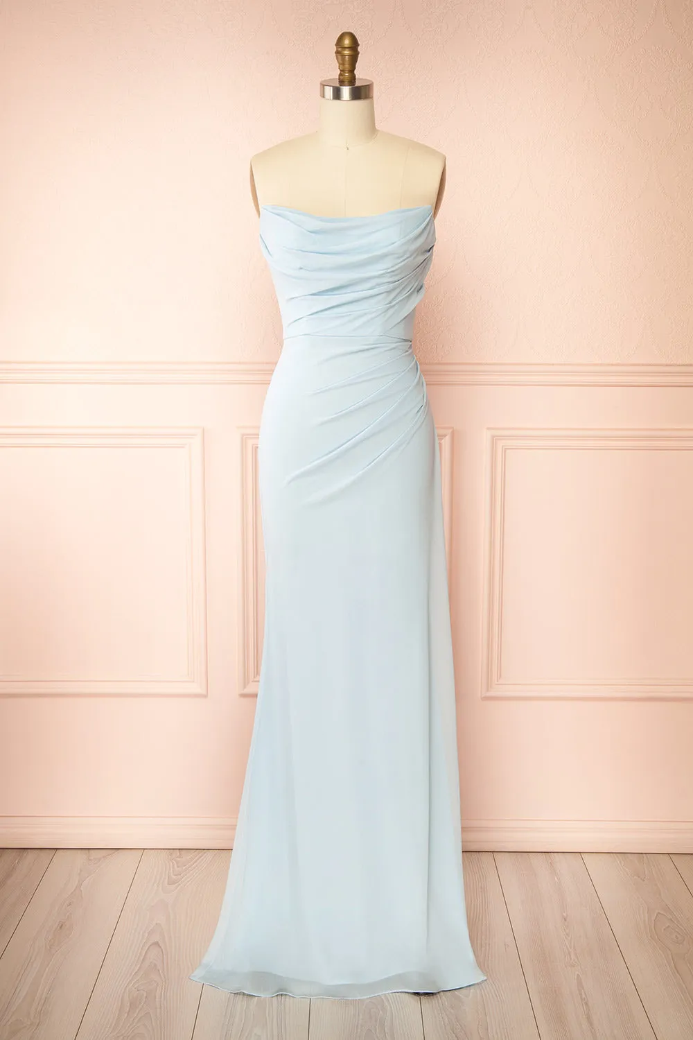 Marylin Light Blue | Mermaid Draped Chiffon Dress sold by Boutique 1861