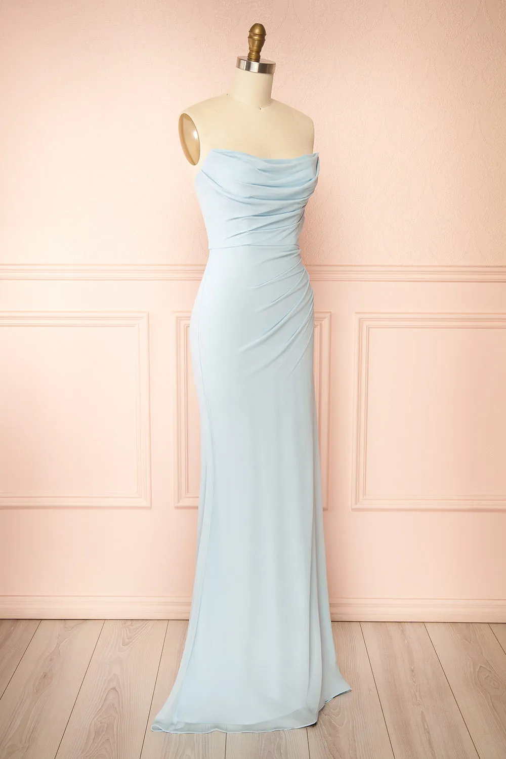 Marylin Light Blue | Mermaid Draped Chiffon Dress sold by Boutique 1861 product image thumbnail 5