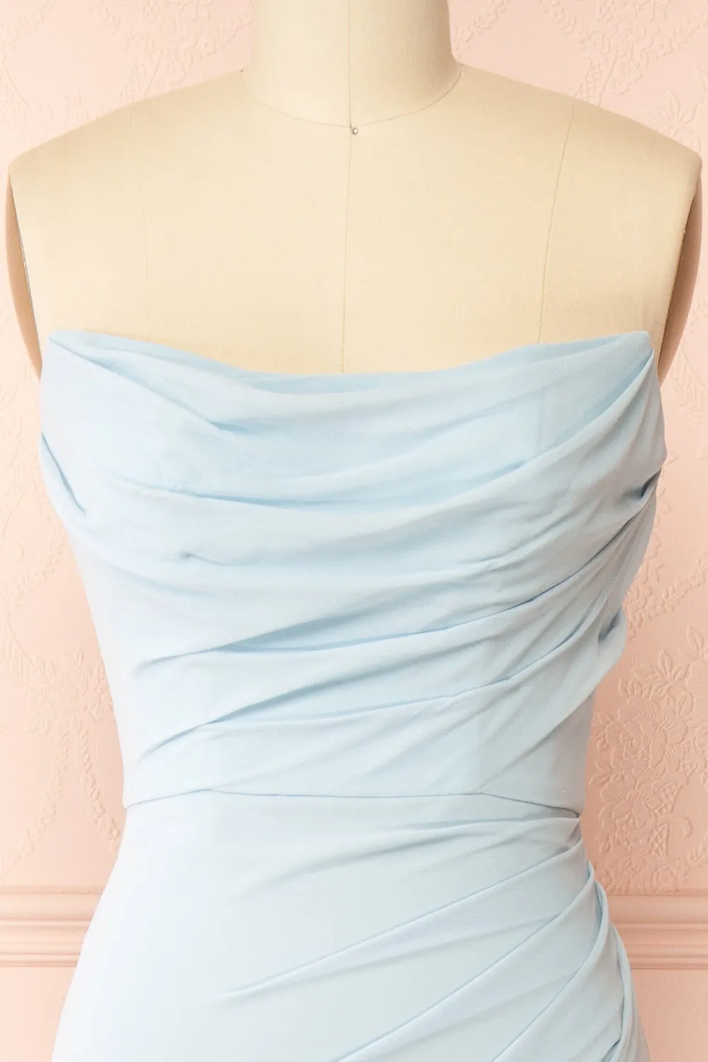 Marylin Light Blue | Mermaid Draped Chiffon Dress sold by Boutique 1861 product image thumbnail 3