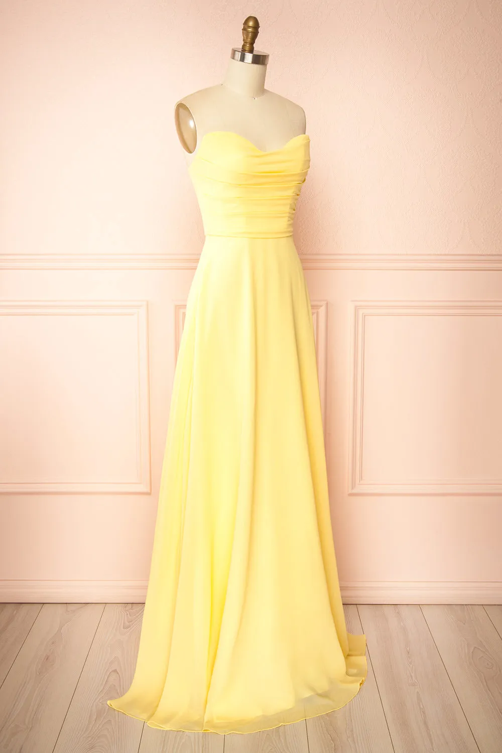 Janie Light Yellow | Chiffon Maxi Dress with Sweetheart Neckline sold by Boutique 1861 product image thumbnail 4