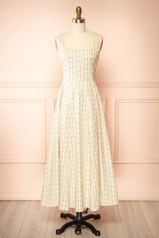 Lyrael | Midi Dress with Vintage Floral Pattern sold by Boutique 1861