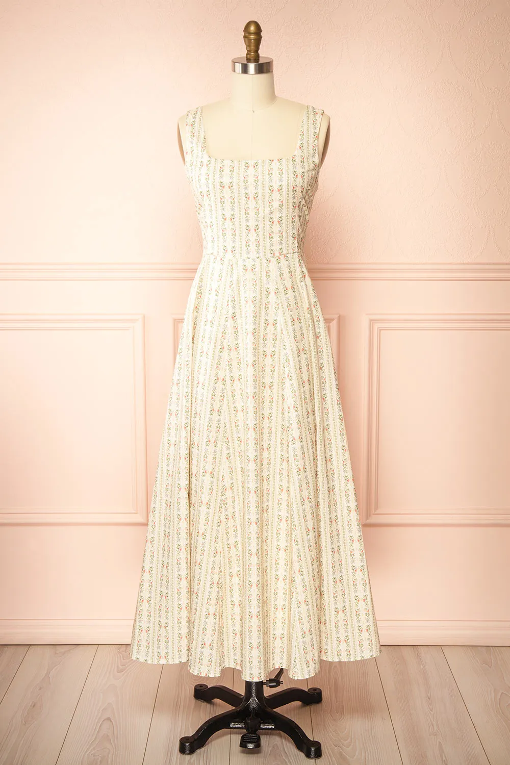 Lyrael | Midi Dress with Vintage Floral Pattern sold by Boutique 1861