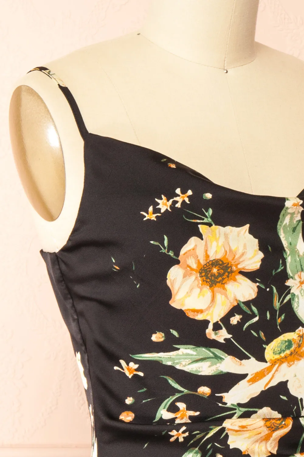 Yziah | Floral Cowl Neck Satin Midi Slip Dress sold by Boutique 1861 product image thumbnail 4