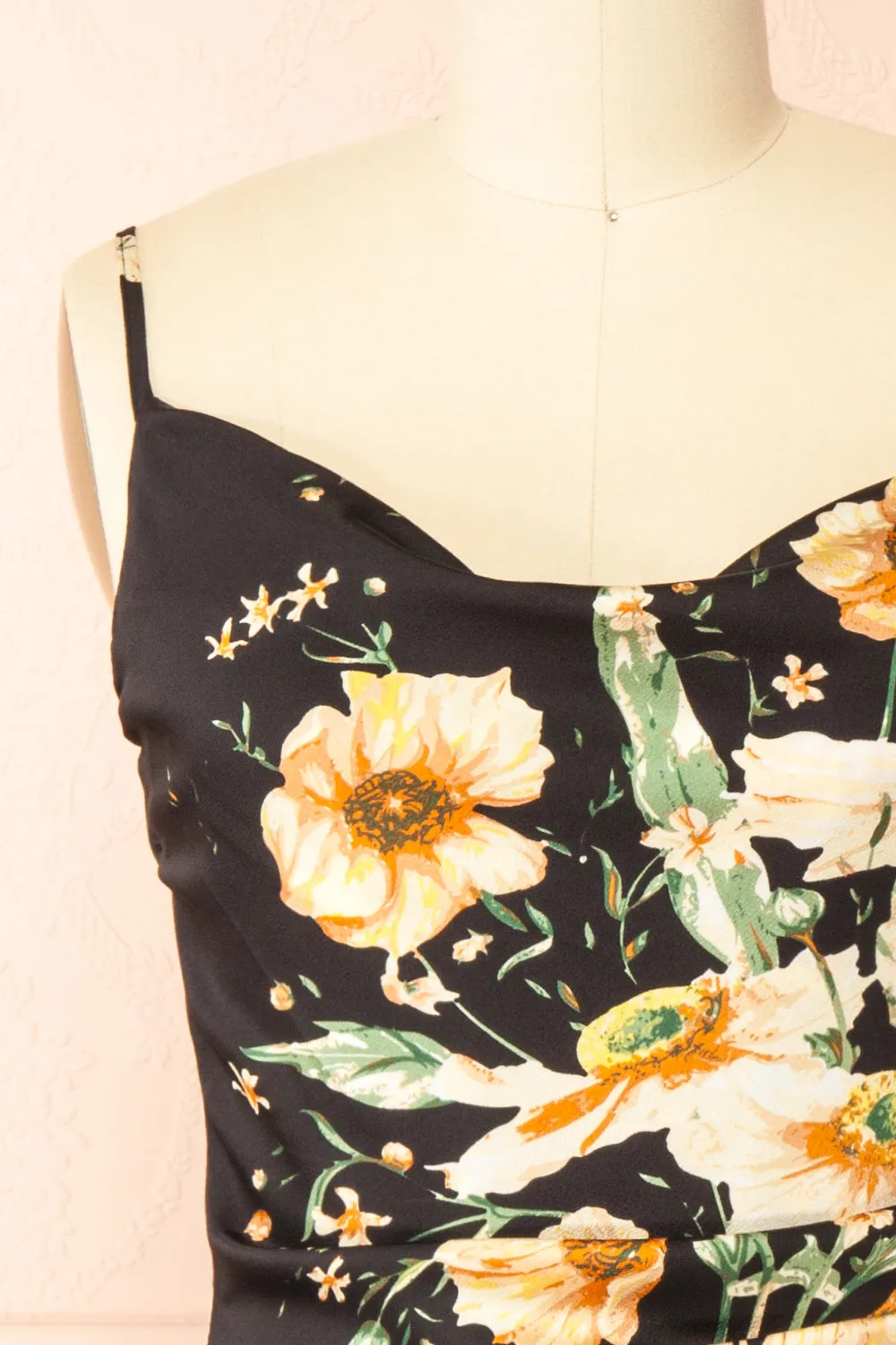 Yziah | Floral Cowl Neck Satin Midi Slip Dress sold by Boutique 1861 product image thumbnail 2