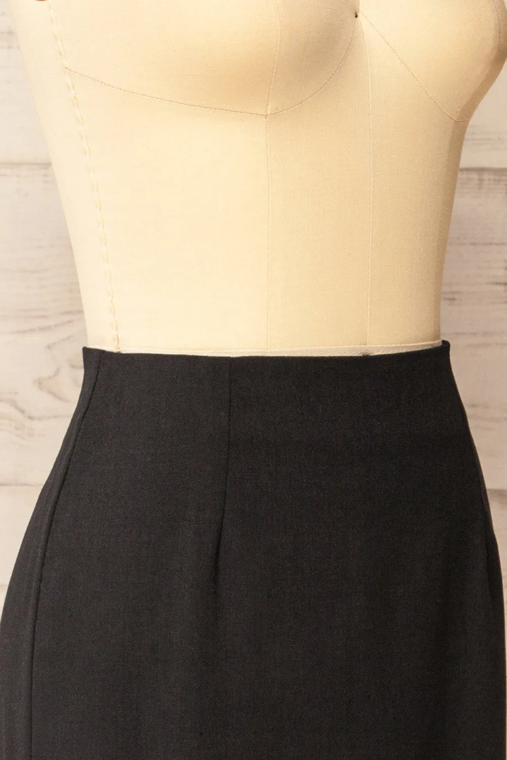 Kalissa | Black Midi Skirt w/ Scalloped Hem sold by Boutique 1861 product image thumbnail 4