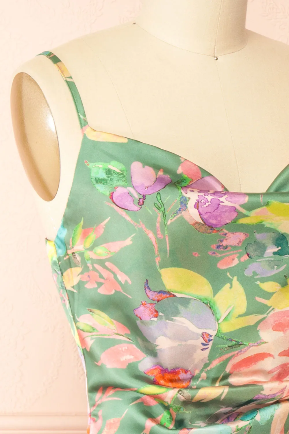 Iridienne | Floral Cowl Neck Satin Midi Slip Dress sold by Boutique 1861 product image thumbnail 4