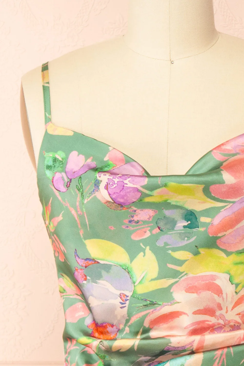 Iridienne | Floral Cowl Neck Satin Midi Slip Dress sold by Boutique 1861 product image thumbnail 2