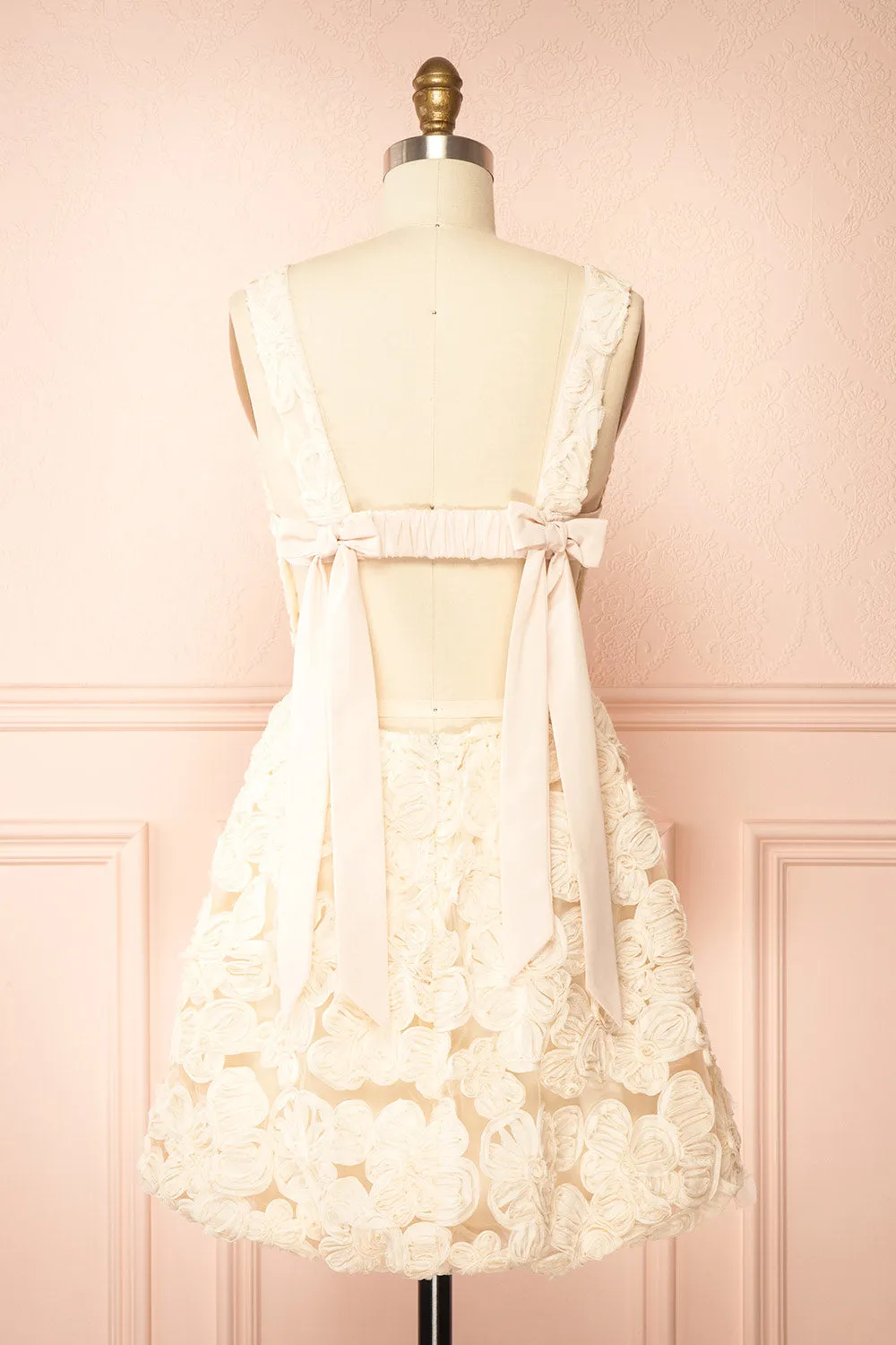 Gamatene | Short Mesh Dress with Chiffon Floral Embroidery sold by Boutique 1861 product image thumbnail 3