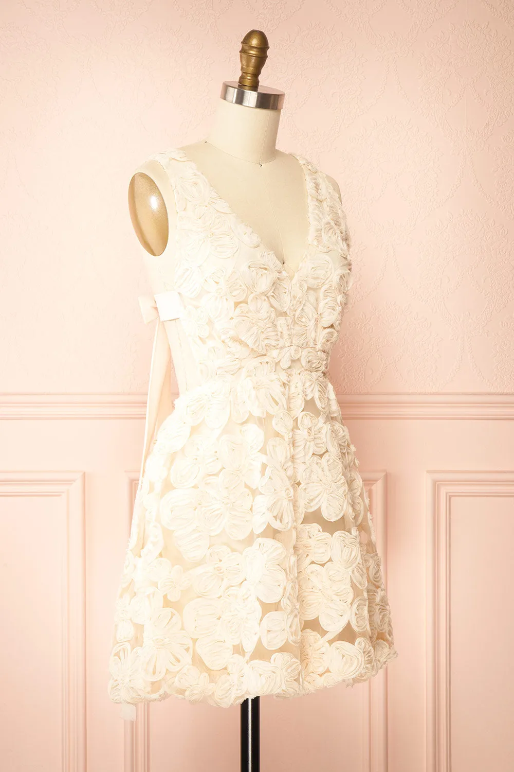 Gamatene | Short Mesh Dress with Chiffon Floral Embroidery sold by Boutique 1861 product image thumbnail 5
