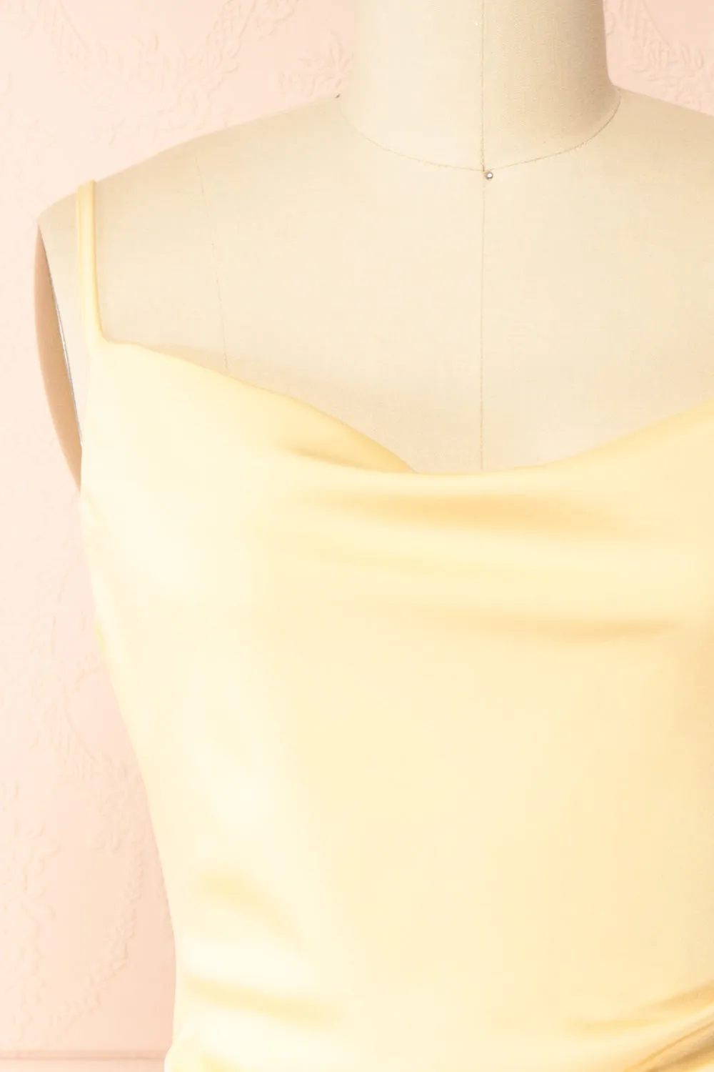 Chloe Light Yellow | Cowl Neck Satin Midi Slip Dress sold by Boutique 1861 product image thumbnail 3