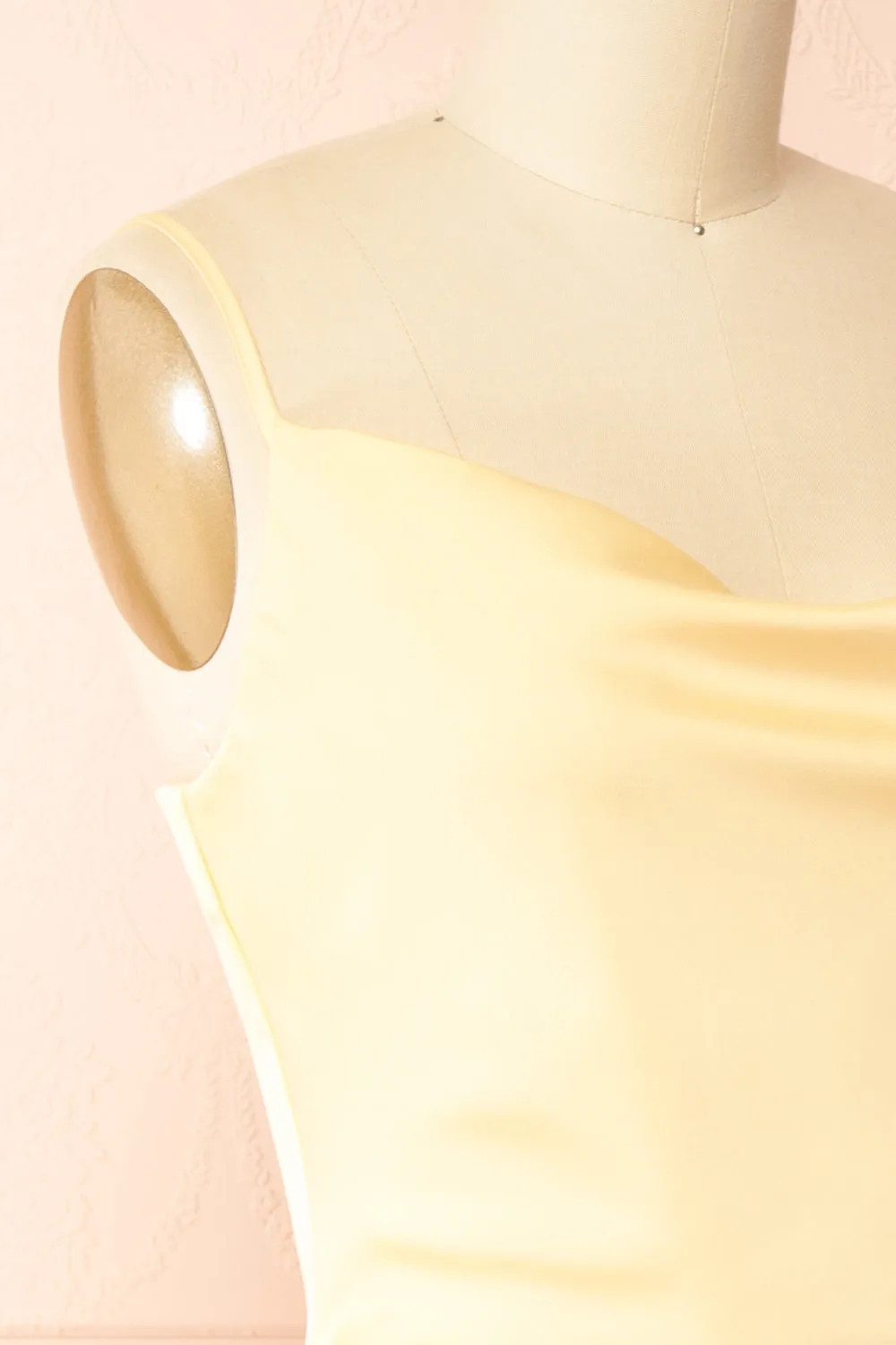 Chloe Light Yellow | Cowl Neck Satin Midi Slip Dress sold by Boutique 1861 product image thumbnail 5