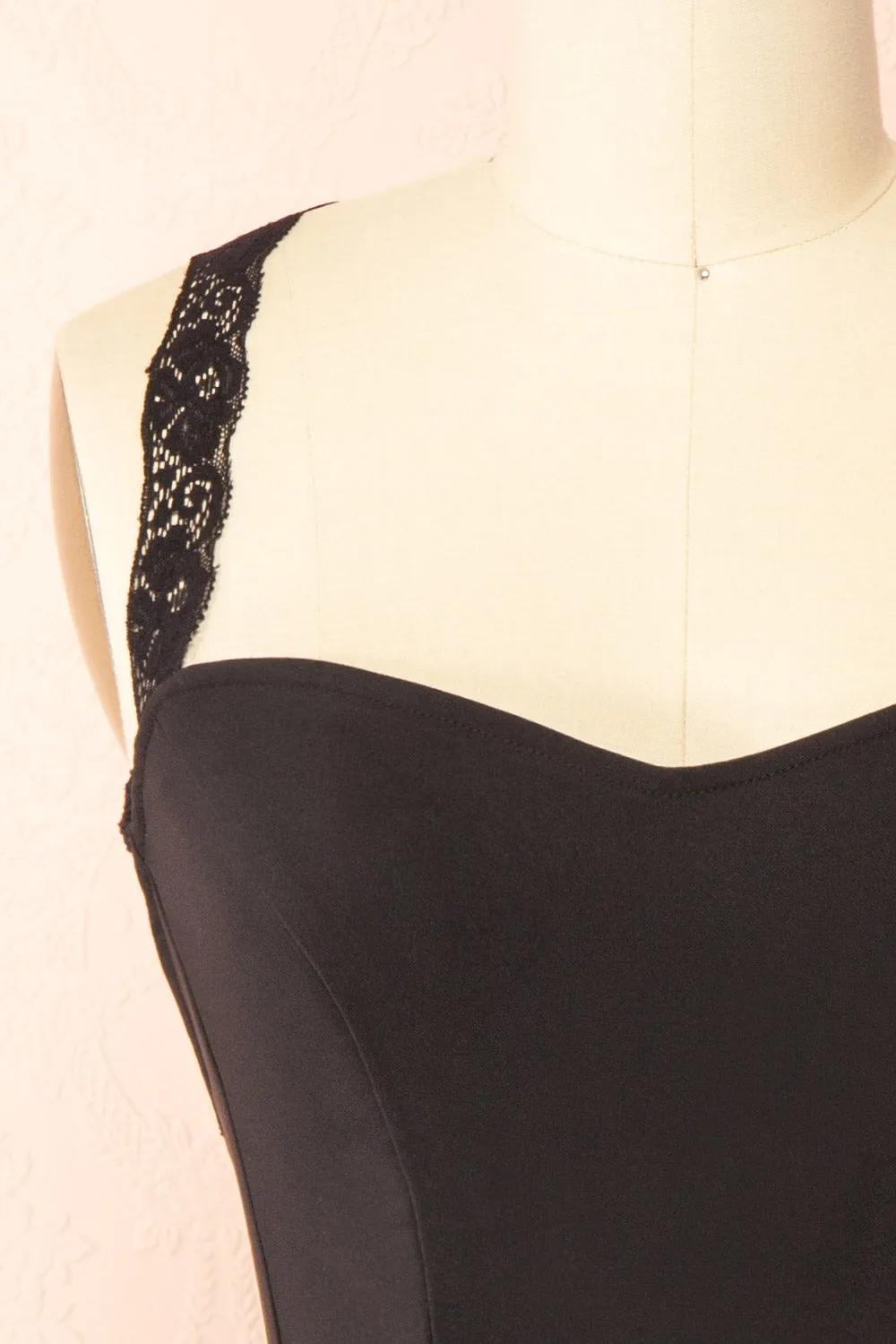 Aleyna | Short Black Dress with Lace Straps by Arti Gogna sold by Boutique 1861 product image thumbnail 3