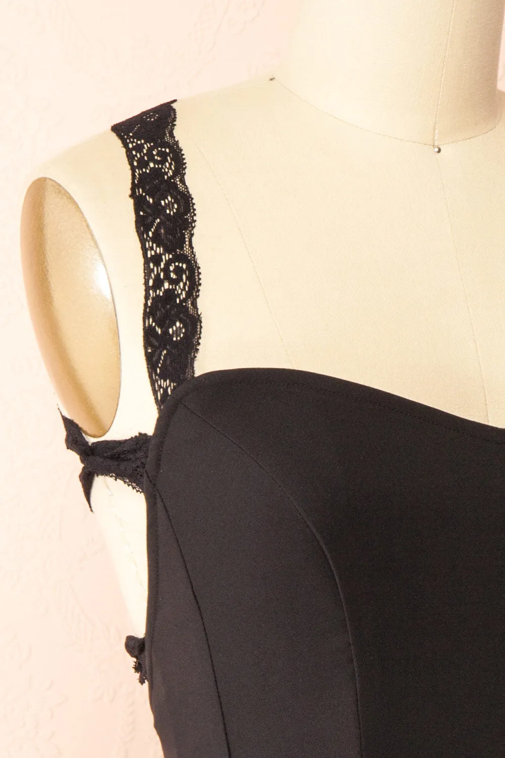 Aleyna | Short Black Dress with Lace Straps by Arti Gogna sold by Boutique 1861 product image thumbnail 5